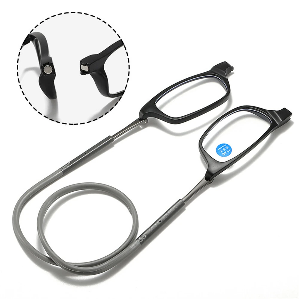 1 Pcs Lightweight Portable Soft Tape Hanging Neck Magnetic Reading Glasses Comfortable HD Anti-blue Light Presbyopia Glasses (image for) 1 Pcs Lightweight Portable Soft Tape Hanging Neck Magnetic Reading Glasses Comfortable HD Anti-blue Light Presbyopia Glasses